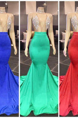 Chic Yellow Sleeveless Crystals Sheer Tulle Prom Dresses New Arrival Mermaid Formal Evening Gowns-Dbrbridal