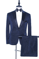 Classy Dark Navy Peaked Lapel New Arrival Men Suits for Prom-Dbrbridal