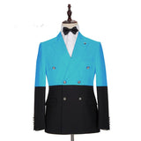 Classy Gorgeous Blue Double Breasted Slim Fit Men Suits Online-Dbrbridal