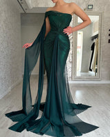 Classy Long Dark Green Mermaid Sleeveless Evening Party Gowns Long Slit Online-Dbrbridal