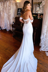 Classy Mermaid Backless Wedding Gown Off-the-shoulder-Dbrbridal