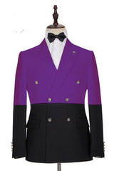 Classy Purple Double Breasted Peaked Lapel Men's Prom Suits Online-Dbrbridal