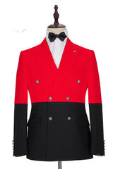 Classy Red Double Breasted Peaked Lapel Men Suits for Prom-Dbrbridal