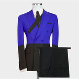 Classy Royal Blue Double Breasted Peaked Lapel Men's Prom Suits Online-Dbrbridal