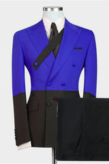 Classy Royal Blue Double Breasted Peaked Lapel Men's Prom Suits Online-Dbrbridal