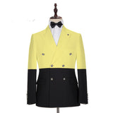 Classy Yellow New Arrival Slim Fit Double Breasted Prom Outfits for Guys-Dbrbridal