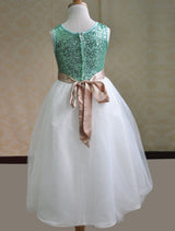 Color Block flower girl dress Sequins Sash Dress-Dbrbridal