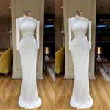 Creamy White Stunning neck Mermaid Evening Dress Long sleeves-Dbrbridal