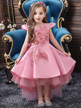 Cute Jewel Neck Sleeveless Bows Kids Party Dresses-Dbrbridal
