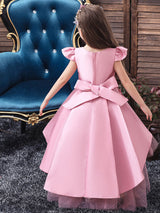 Cute Jewel Neck Sleeveless Bows Kids Party Dresses-Dbrbridal
