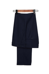 Dark Blue Peak Lapel Men's Wedding Suit Velvet Lapel Formal Suit-Dbrbridal