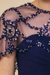 Dark green Chiffon Gorgeous Beadings Evening Party Gowns with Cape-Dbrbridal