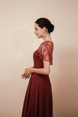 Dark green Chiffon Gorgeous Beadings Evening Party Gowns with Cape-Dbrbridal