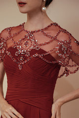 Dark green Chiffon Gorgeous Beadings Evening Party Gowns with Cape-Dbrbridal