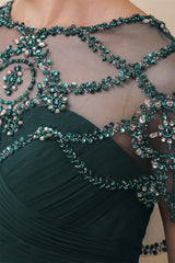 Dark green Chiffon Gorgeous Beadings Evening Party Gowns with Cape-Dbrbridal