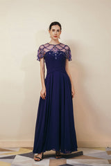 Dark green Chiffon Gorgeous Beadings Evening Party Gowns with Cape-Dbrbridal