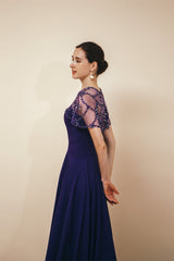 Dark green Chiffon Gorgeous Beadings Evening Party Gowns with Cape-Dbrbridal