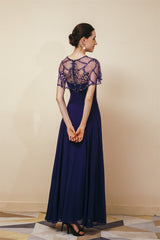 Dark green Chiffon Gorgeous Beadings Evening Party Gowns with Cape-Dbrbridal