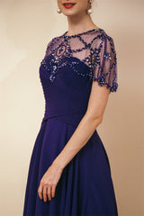 Dark green Chiffon Gorgeous Beadings Evening Party Gowns with Cape-Dbrbridal