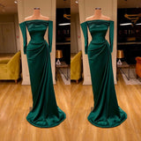 Dark Green Mermaid Prom Dress Long Ball Dresses On Sale Off-the-Shoulder-Dbrbridal