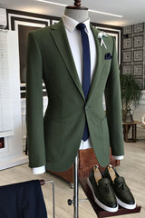 Dark Green Notched Lapel With Button Men's Prom Suits-Dbrbridal