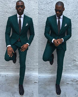 Dark Green Slim Fit Formal Mens Business Suit Amazing Peaked Laple Prom Suits-Dbrbridal