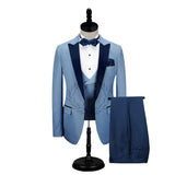 Dark Navy Peak Lapel Men's Prom Suits Gorgeous Blue Wedding Tuxedos-Dbrbridal