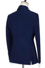 Dark Navy Peaked Lapel Gorgeous Men Suits for Prom-Dbrbridal