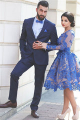 Dark Navy Slim Fit Men Suit Two Piece Notched Lapel Prom Suit-Dbrbridal
