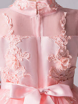 Designed Neckline Sleeveless Bows Kids Social Party Dresses-Dbrbridal