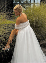 Detachable Long Sleeves Off-The-Shoulder Sequins-Dbrbridal