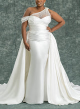 Detachable Satin Wedding Dresses Beaded-Dbrbridal