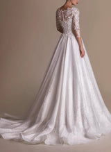 Elegant Ball Gown V-Neck Sleeves Wedding Dresses Appliques Lace-Dbrbridal