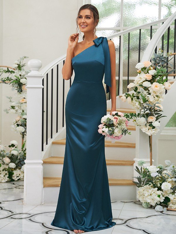 Elegant Bowknot One Shoulder Sleeveless Bridesmaid Dresses Dbrbridal Elegant Bowknot One Shoulder Sleeveless Bridesmaid Dresses Dbrbridal