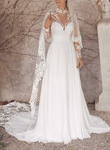 Elegant Chiffon Lace Wedding Dresses-Dbrbridal