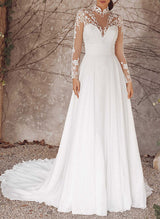 Elegant Chiffon Lace Wedding Dresses-Dbrbridal