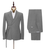Elegant Dark Gray Men's Formal Suit Buckle Button Suit for Groomsmen-Dbrbridal