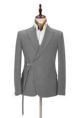 Elegant Dark Gray Men's Formal Suit Buckle Button Suit for Groomsmen-Dbrbridal