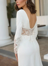 Elegant Lace Long Sleeves Front Split Wedding Dress-Dbrbridal