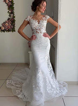 Elegant Lace Tulle Wedding Dresses-Dbrbridal