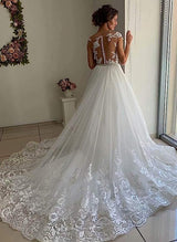 Elegant Lace Tulle Wedding Dresses-Dbrbridal