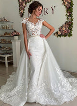 Elegant Lace Tulle Wedding Dresses-Dbrbridal