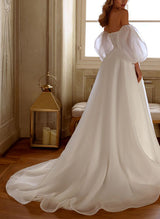 Elegant Organza Wedding Dress Beaded Chic A-line Silhouette-Dbrbridal