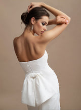 Elegant Satin Wedding Dresses Bowtie Beading-Dbrbridal