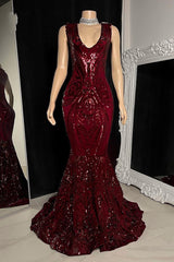 Elegant Sequins Mermaid Prom Dress Sleeveless V-Neck Online-Dbrbridal