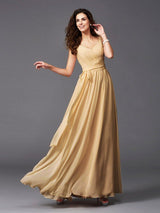 Elegant Straps Sash/Ribbon/Belt Sleeveless Long Chiffon Bridesmaid Dresses-Dbrbridal