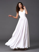 Elegant Straps Sash/Ribbon/Belt Sleeveless Long Chiffon Bridesmaid Dresses-Dbrbridal