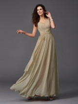 Elegant Straps Sash/Ribbon/Belt Sleeveless Long Chiffon Bridesmaid Dresses-Dbrbridal