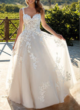 Elegant Sweetheart Chic A-line Lace Wedding Dress Sweep Train-Dbrbridal