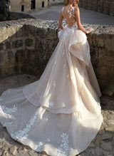 Elegant Sweetheart Lace Tulle Wedding Dress Appliques Lace-Dbrbridal